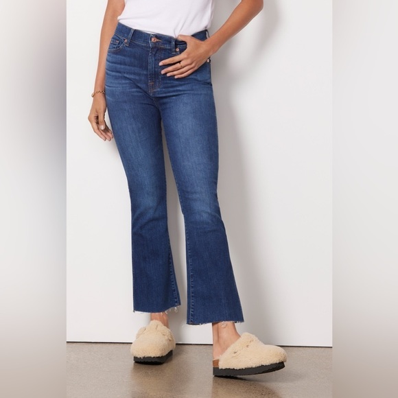 7 For All Mankind Jeans Womens 31 Highwaist Slim Kick Ankle Distressed Raw Hem - Picture 15 of 15